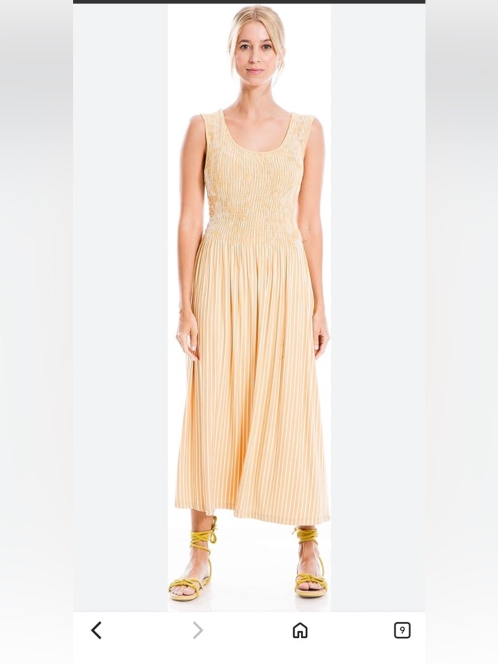 Max Studio Striped Smocked Midi Dress Size Large